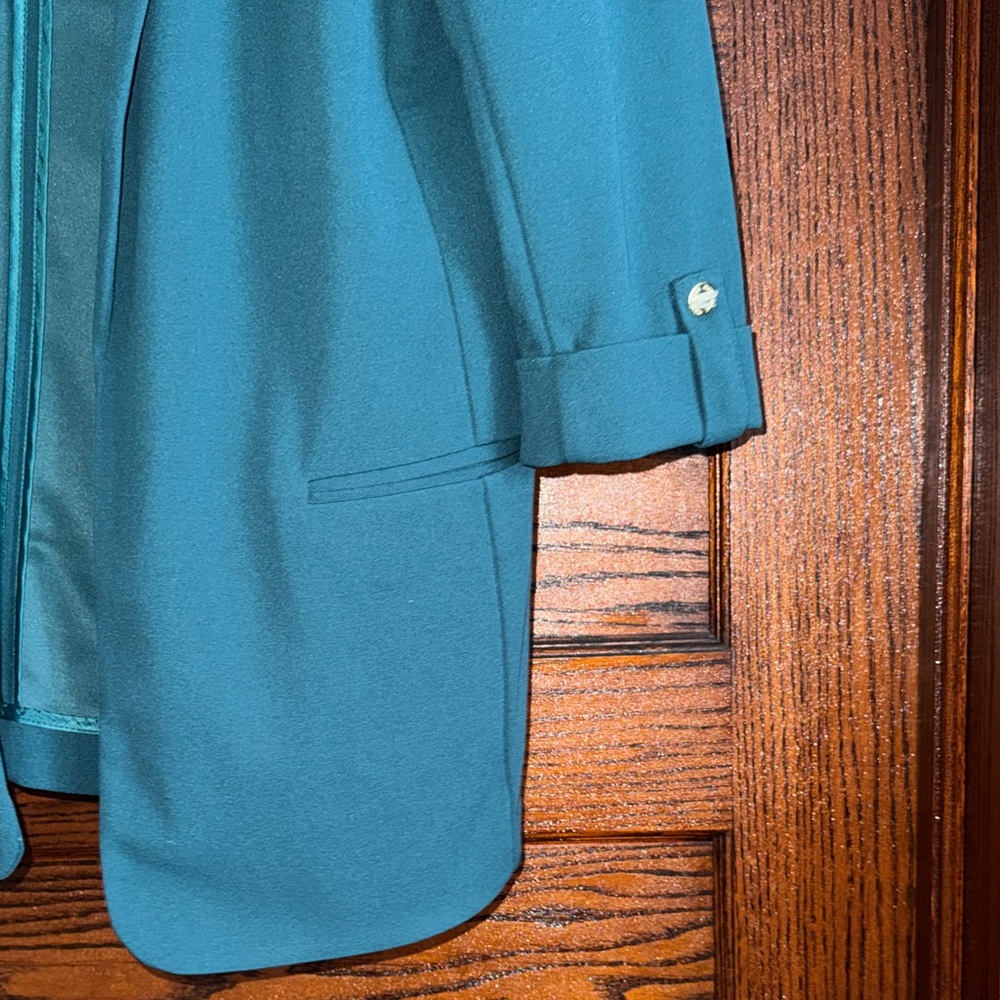 Anne Klein Deep Teal Blazer with Rolled Cuffs - Picture 3 of 5